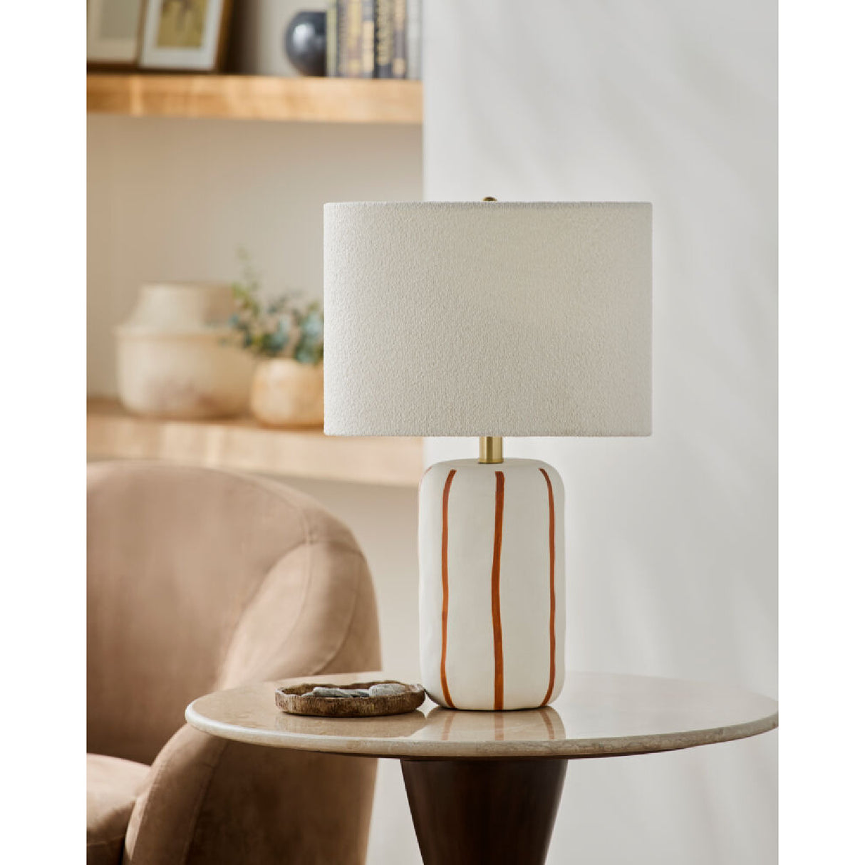 Modern European furniture - Lined Ceramic Linen Table Lamp - www.oroa.com | Oroa.com
