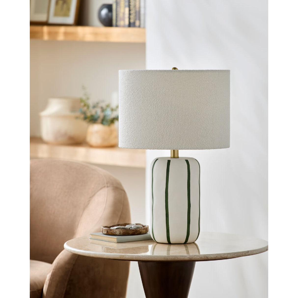Modern European furniture - Lined Ceramic Linen Table Lamp - www.oroa.com | Oroa.com