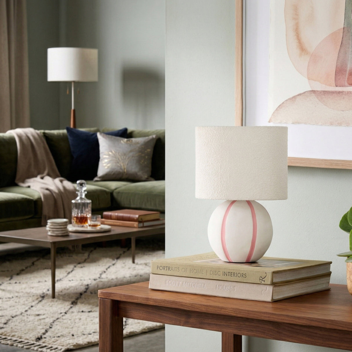 Modern European furniture - Round Lined Ceramic Table Lamp - www.oroa.com | Oroa.com