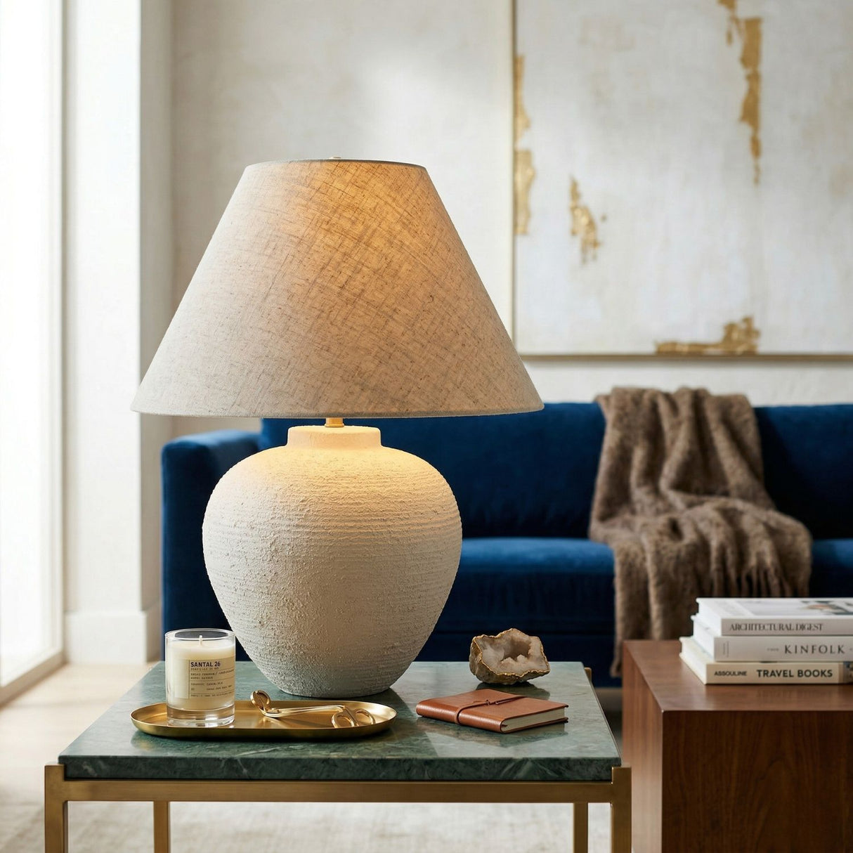 Modern European furniture - Empire Linen Shade Table Lamp - www.oroa.com | Oroa.com