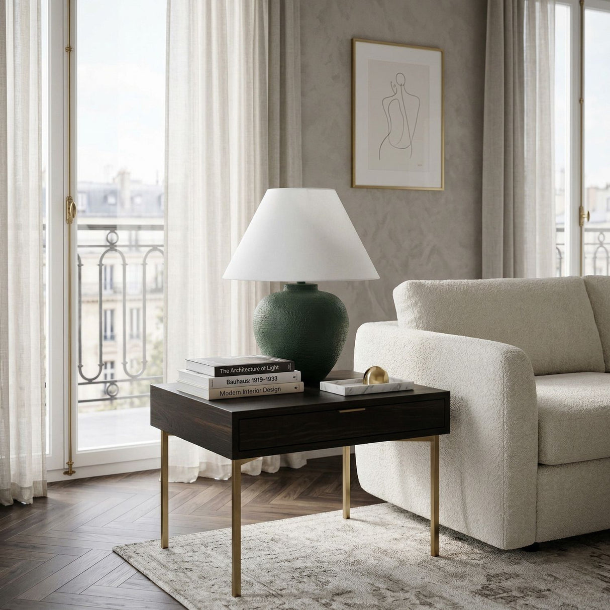 Modern European furniture - Empire Linen Shade Table Lamp - www.oroa.com | Oroa.com
