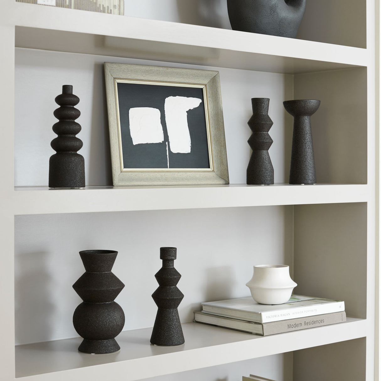 Modern European furniture - Black Ceramic Geometrical Vase Set (5) - www.oroa.com | Oroa.com