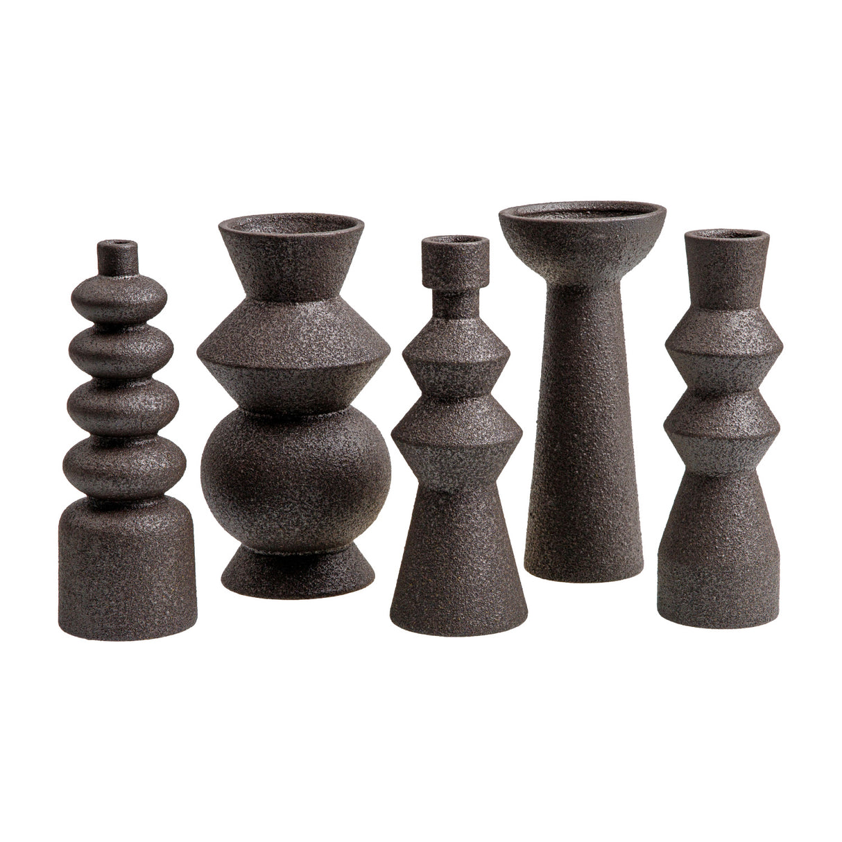 Modern European furniture - Black Ceramic Geometrical Vase Set (5) - www.oroa.com | Oroa.com