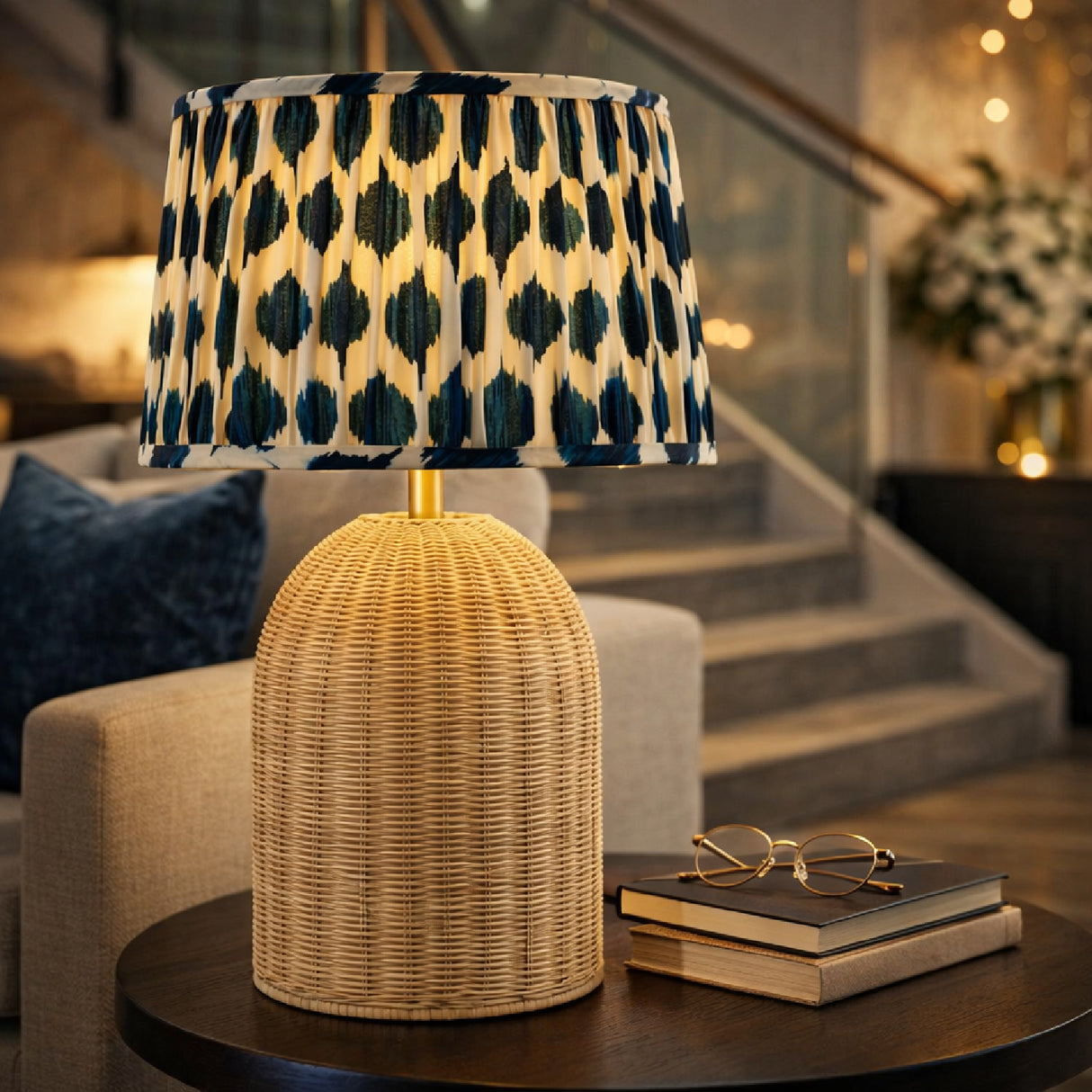 Modern European furniture - Blue Patterned Fabric Table Lamp - www.oroa.com | Oroa.com