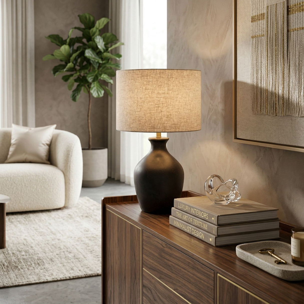 Modern European furniture - Linen Drum Shade Table Lamp - www.oroa.com | Oroa.com