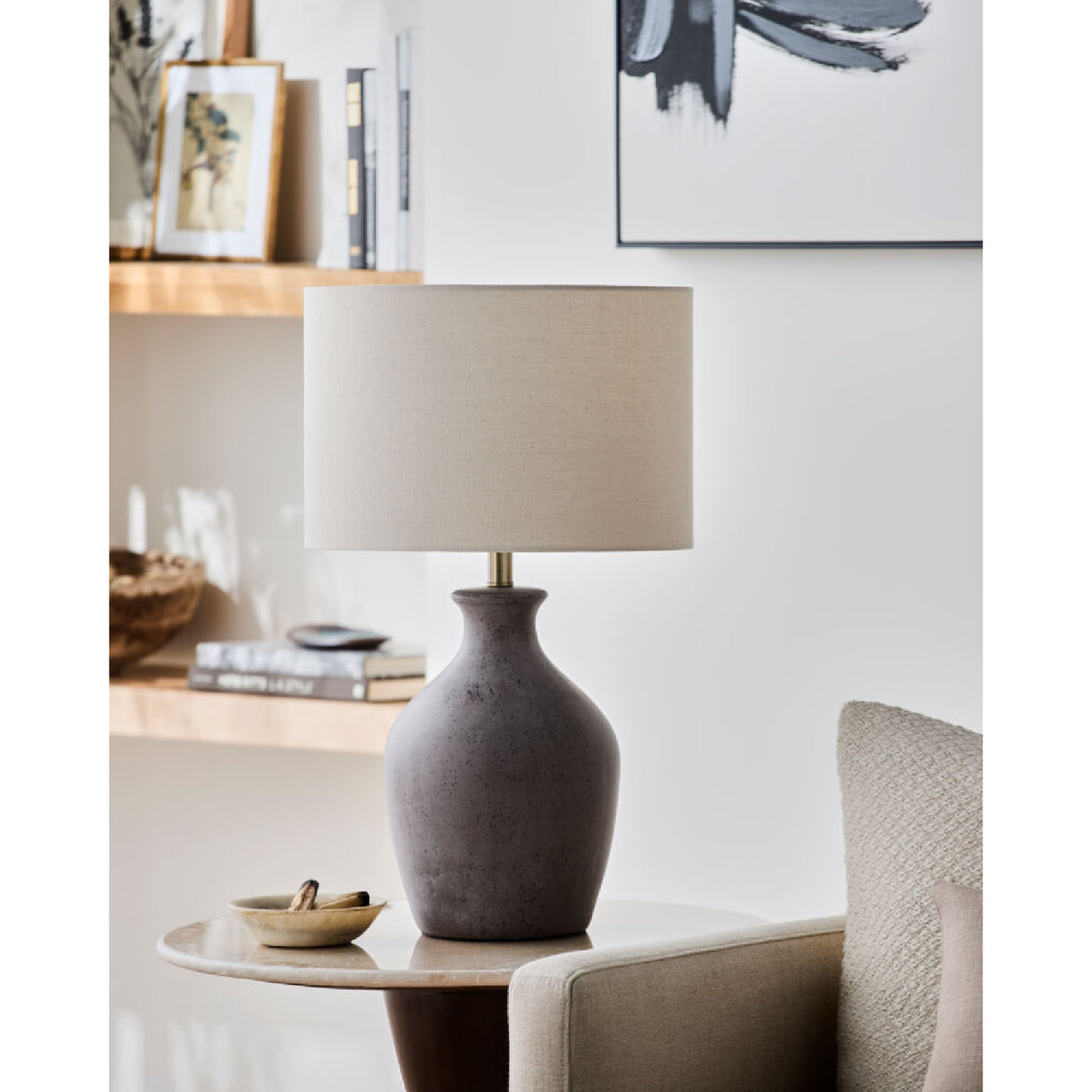 Modern European furniture - Linen Drum Shade Table Lamp - www.oroa.com | Oroa.com