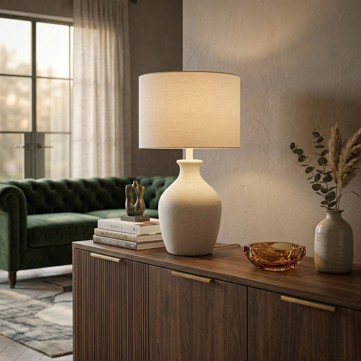 Modern European furniture - Linen Drum Shade Table Lamp - www.oroa.com | Oroa.com