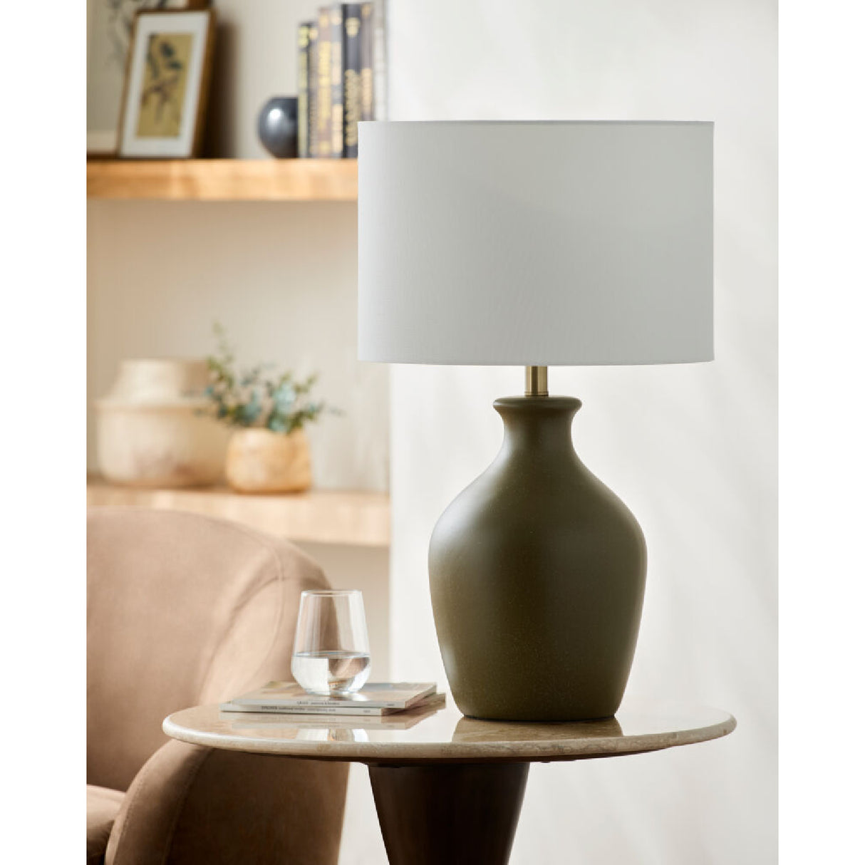 Modern European furniture - Linen Drum Shade Table Lamp - www.oroa.com | Oroa.com