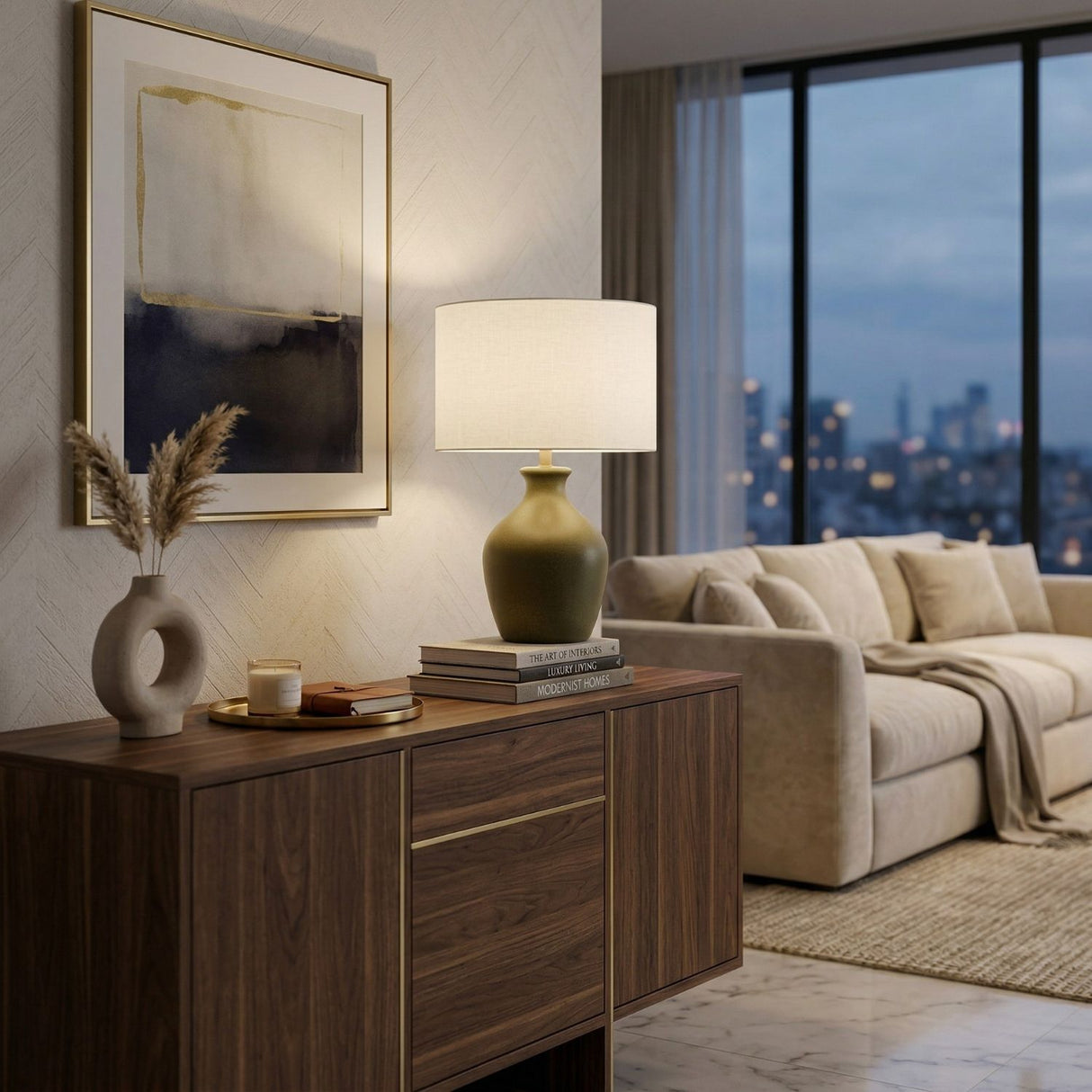Modern European furniture - Linen Drum Shade Table Lamp - www.oroa.com | Oroa.com
