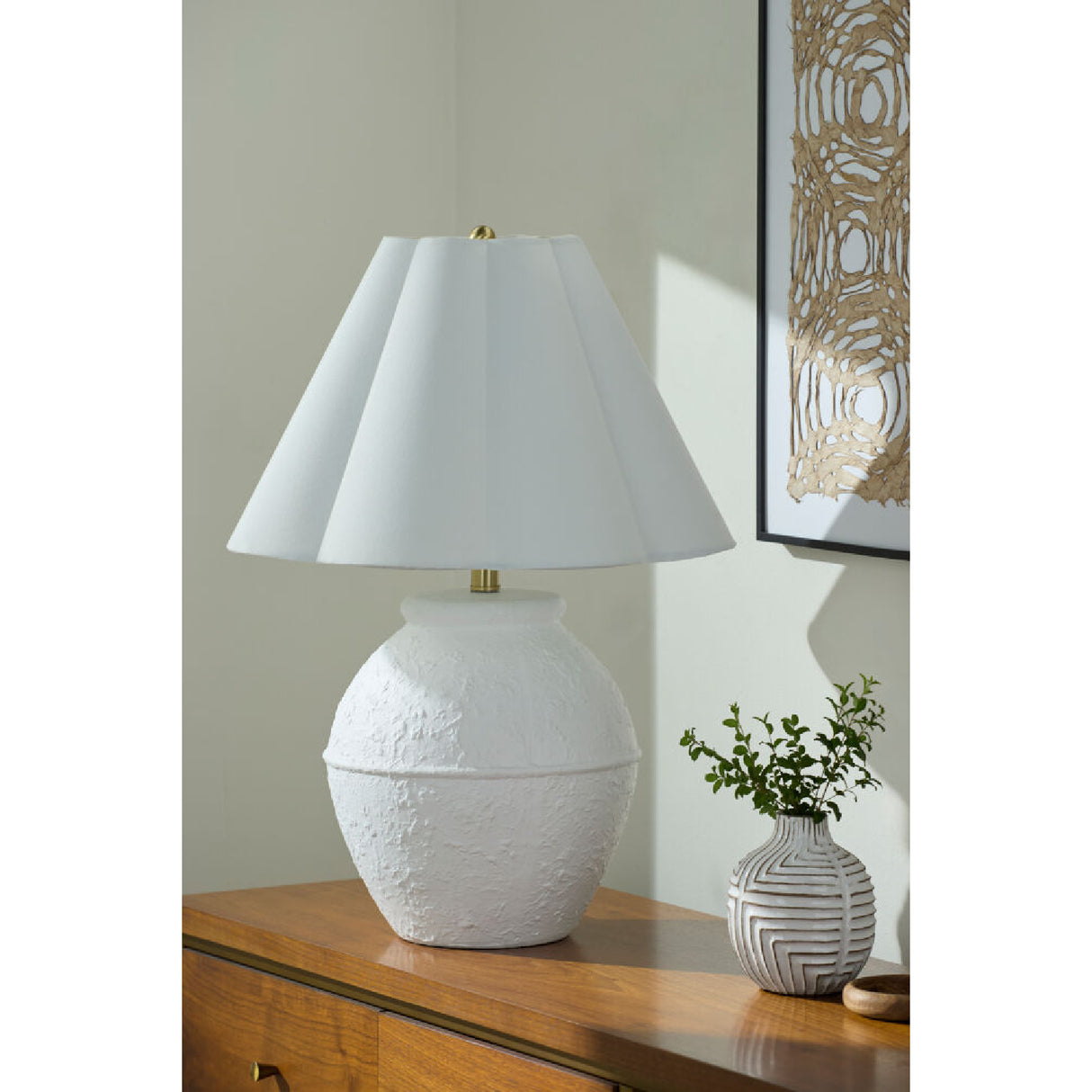 Modern European furniture - Scallop Folded Linen Table Lamp - www.oroa.com | Oroa.com