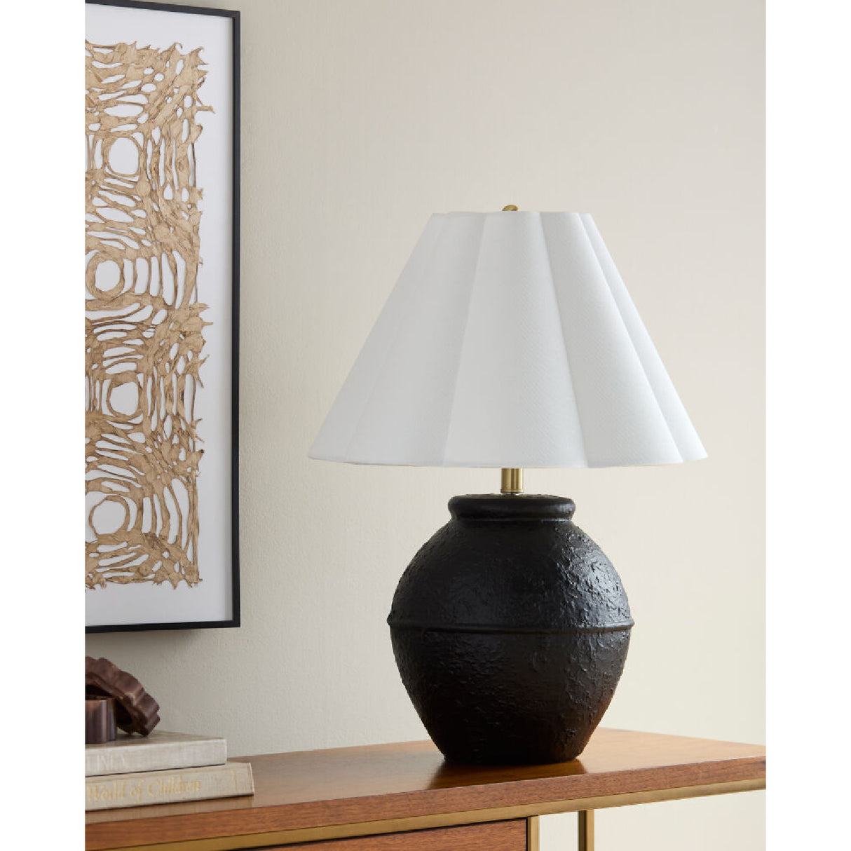 Modern European furniture - Scallop Folded Linen Table Lamp - www.oroa.com | Oroa.com