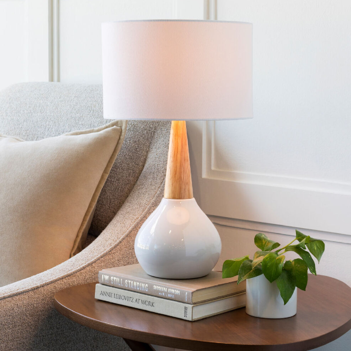 Ceramic Wood Base Table Lamp | Oroa.com