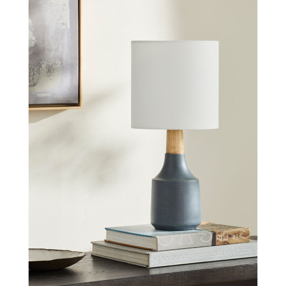 Modern European furniture - Drum Linen Shade Table Lamp - www.oroa.com | Oroa.com
