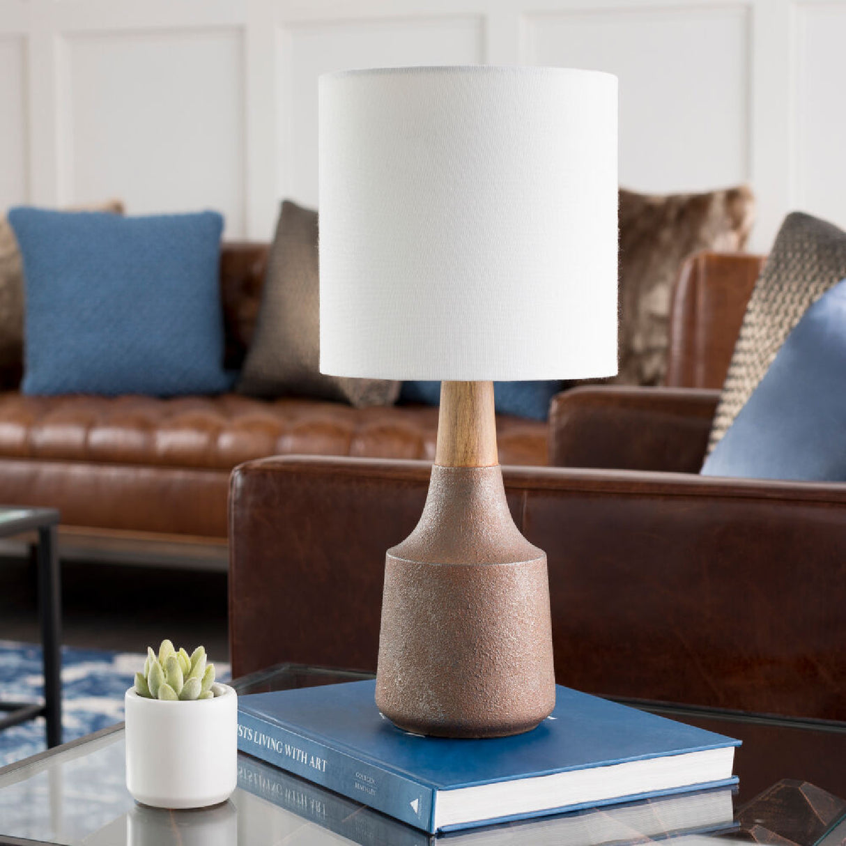Modern European furniture - Drum Linen Shade Table Lamp - www.oroa.com | Oroa.com