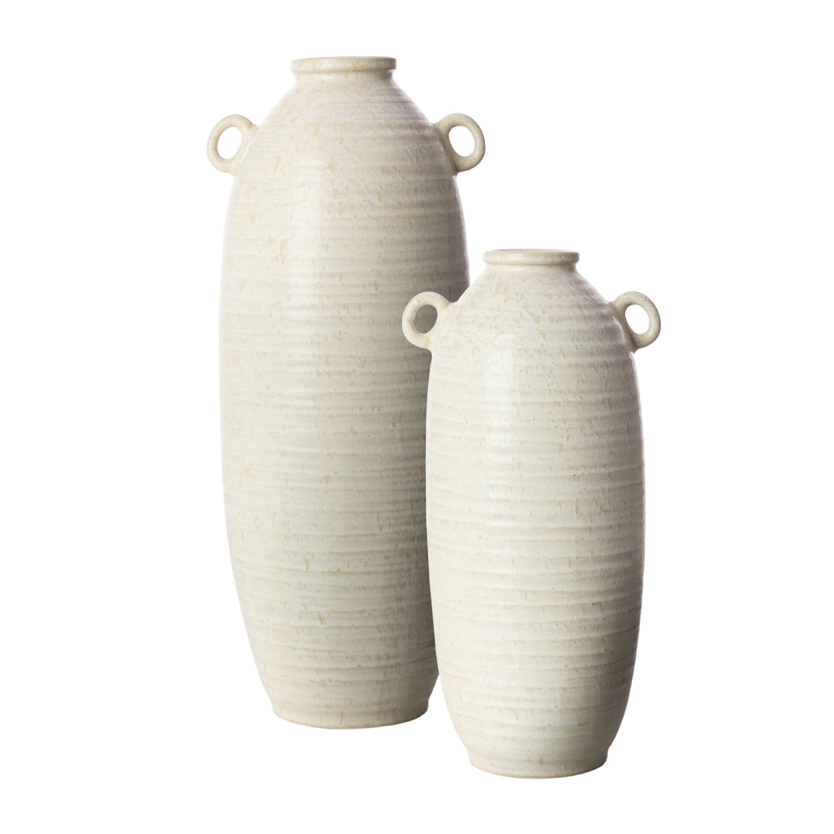 Modern European furniture - White Glazed Ceramic Vase Set (2) - www.oroa.com | Oroa.com