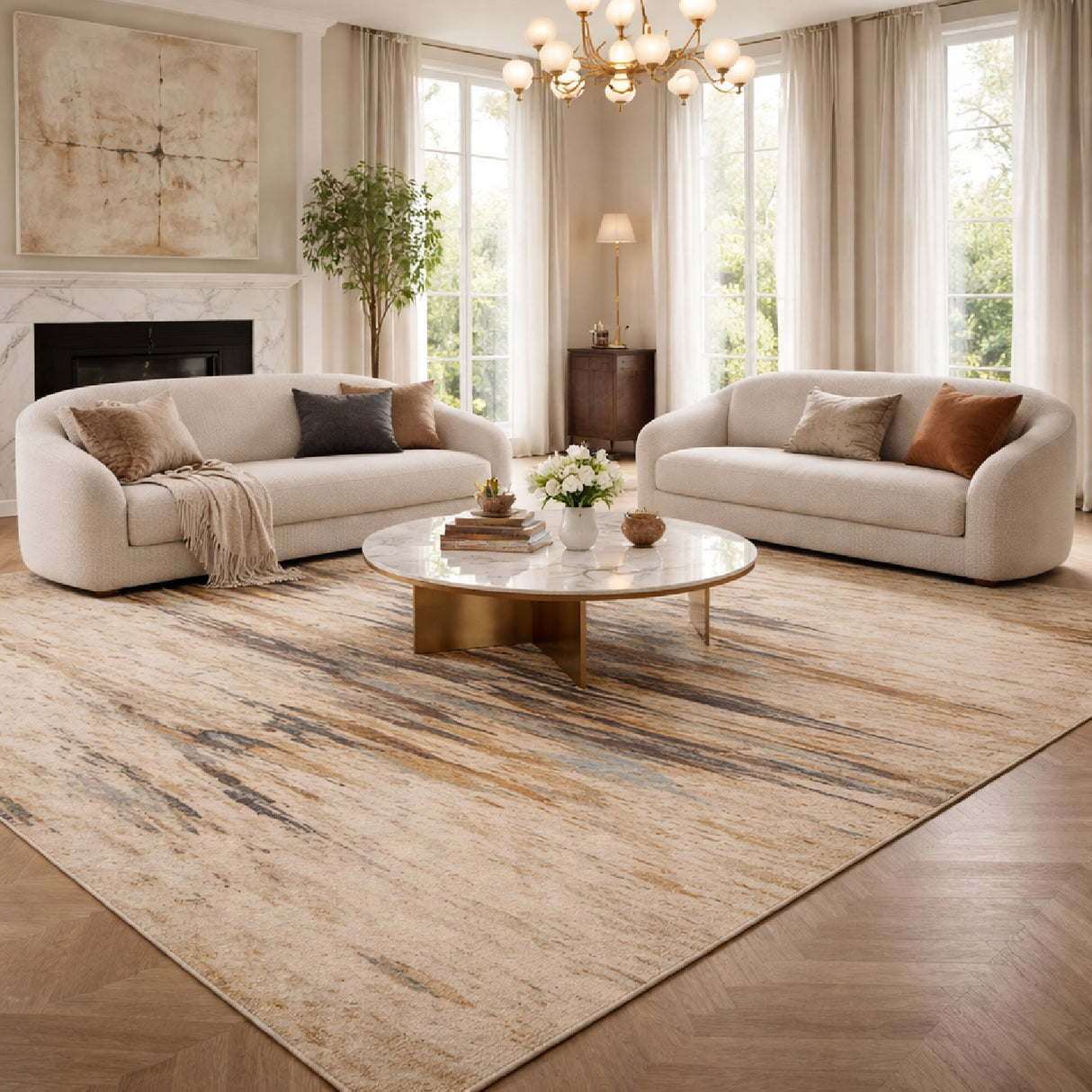 Modern European furniture - Multicolored Viscose Wool Blend Carpet - www.oroa.com | Oroa.com