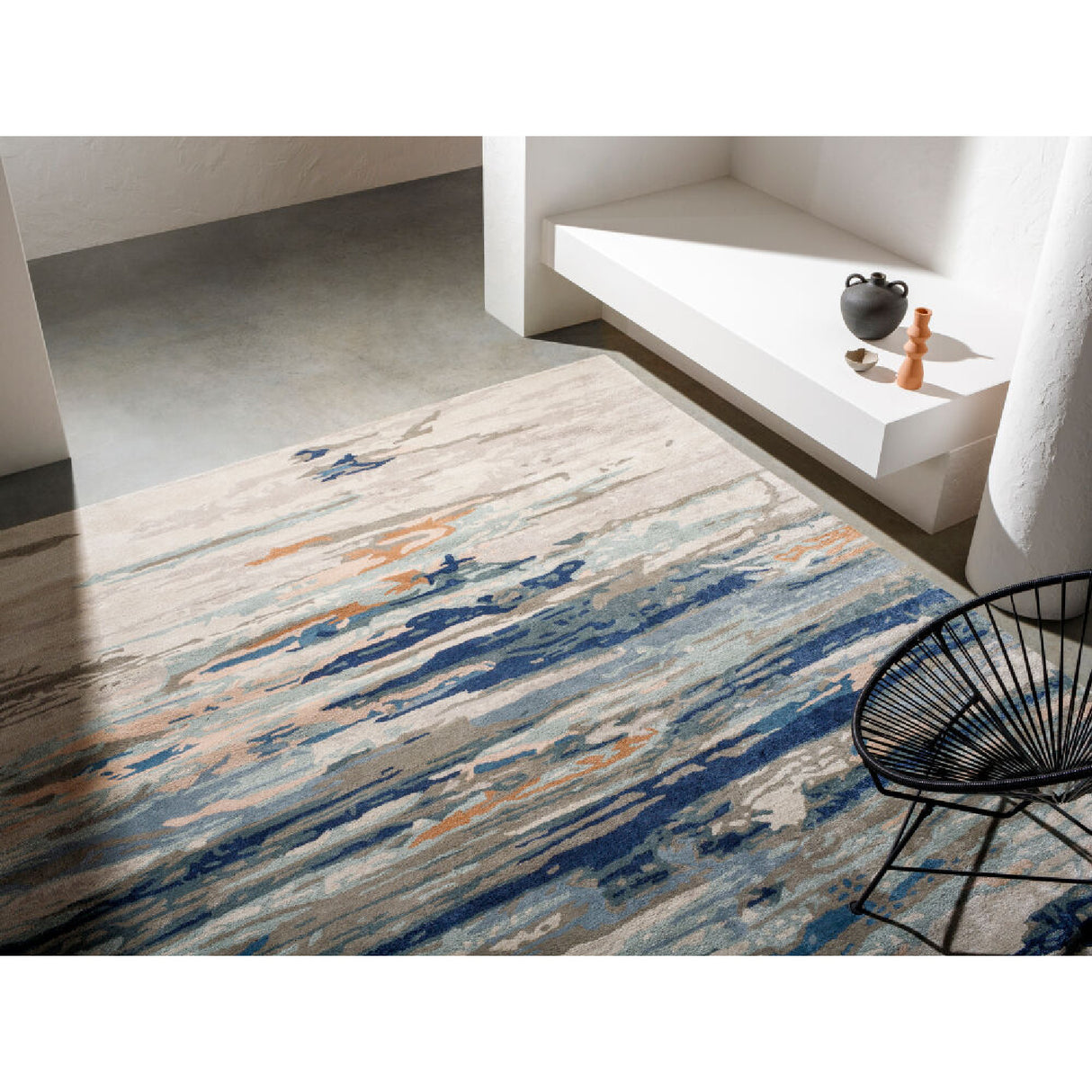 Modern European furniture - Multicolored Viscose Wool Blend Carpet - www.oroa.com | Oroa.com