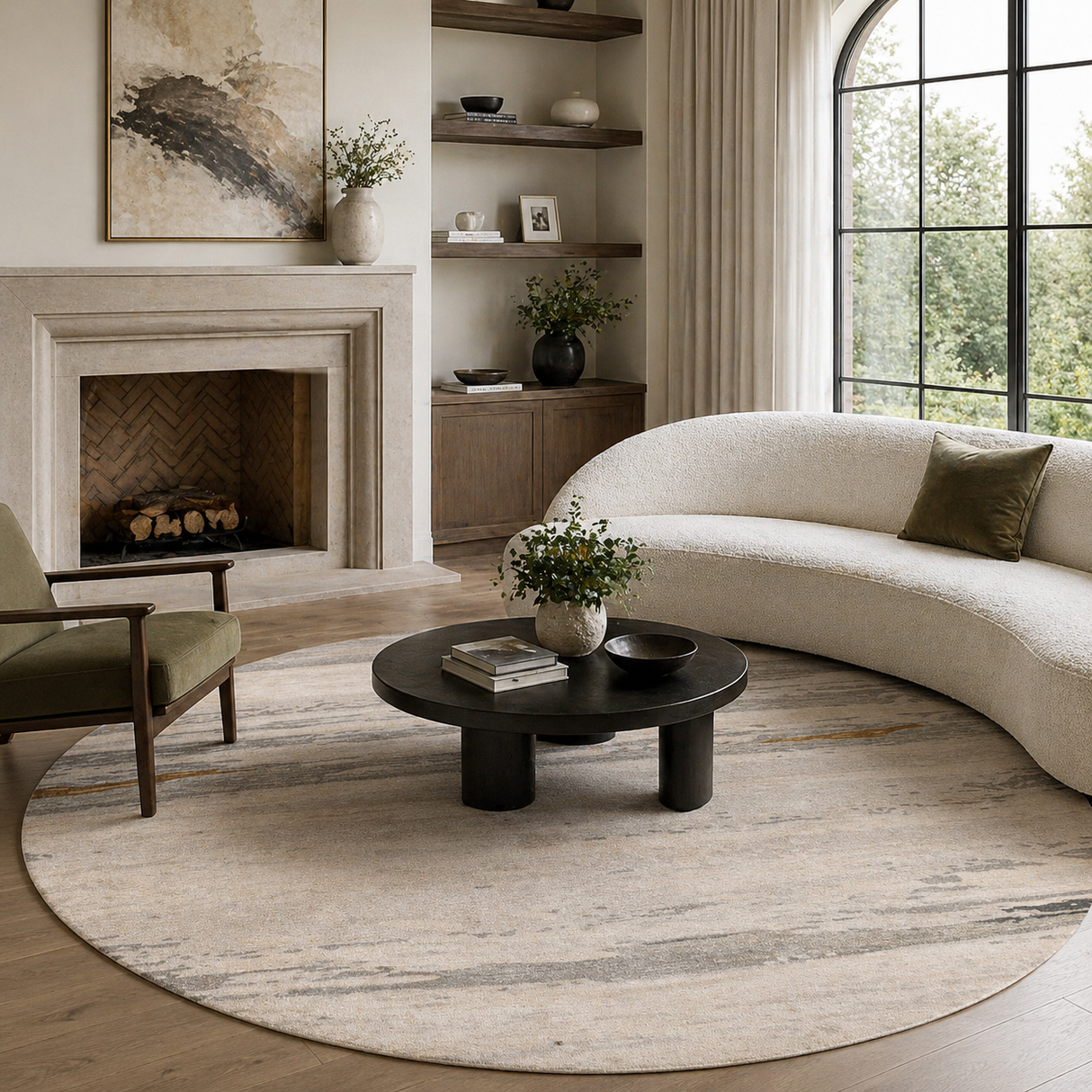 Modern European furniture - Viscose Wool Blend Round Carpet - www.oroa.com | Oroa.com