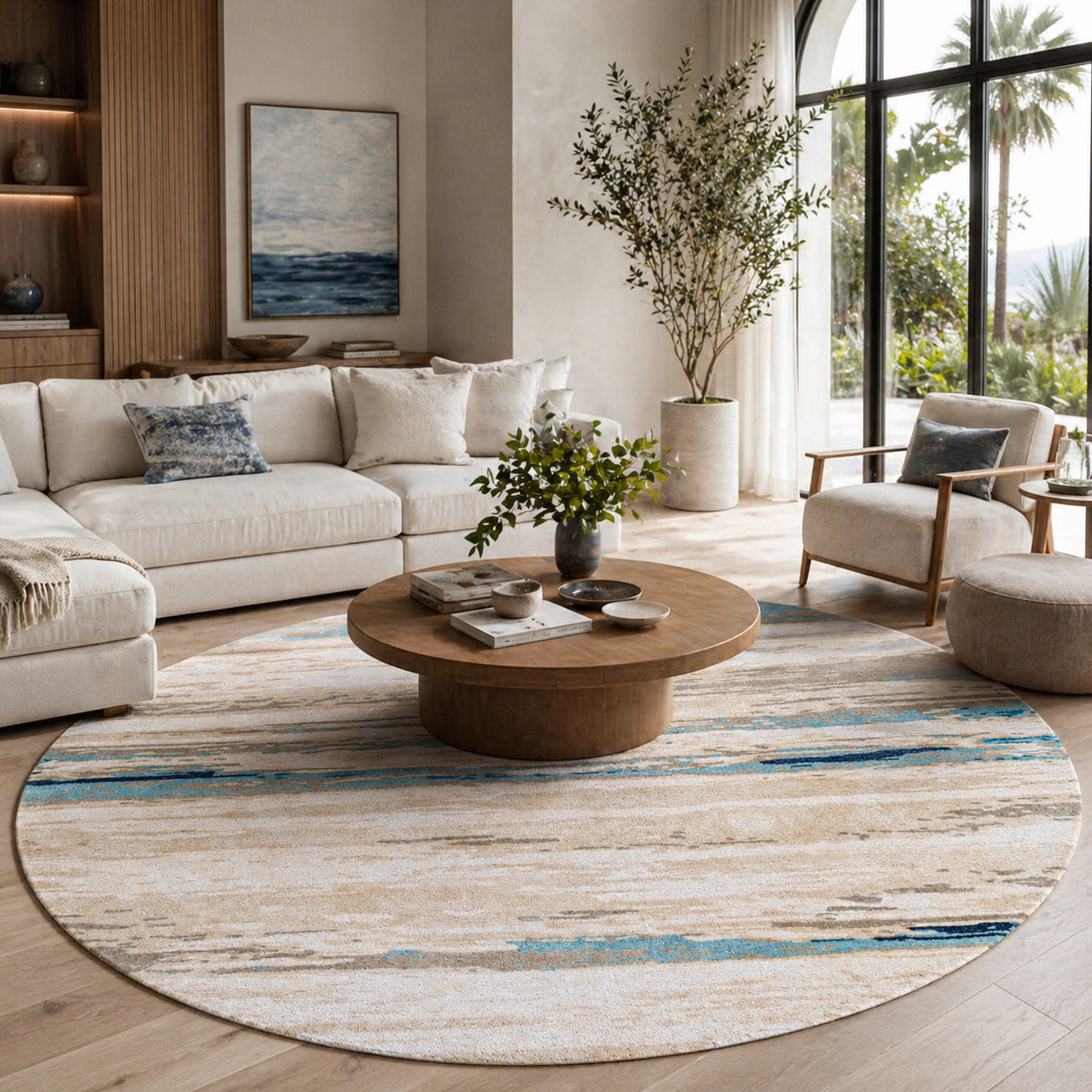 Modern European furniture - Viscose Wool Blend Round Carpet - www.oroa.com | Oroa.com