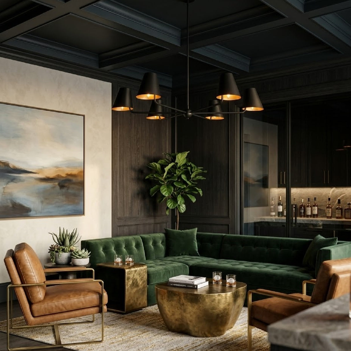 Modern European furniture - 6-Light Black Metal Chandelier - www.oroa.com | Oroa.com