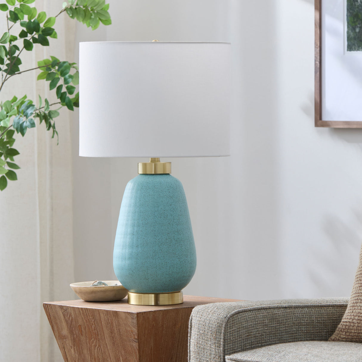 Modern European furniture - Glazed Teal Ceramic Table Lamp - www.oroa.com | Oroa.com