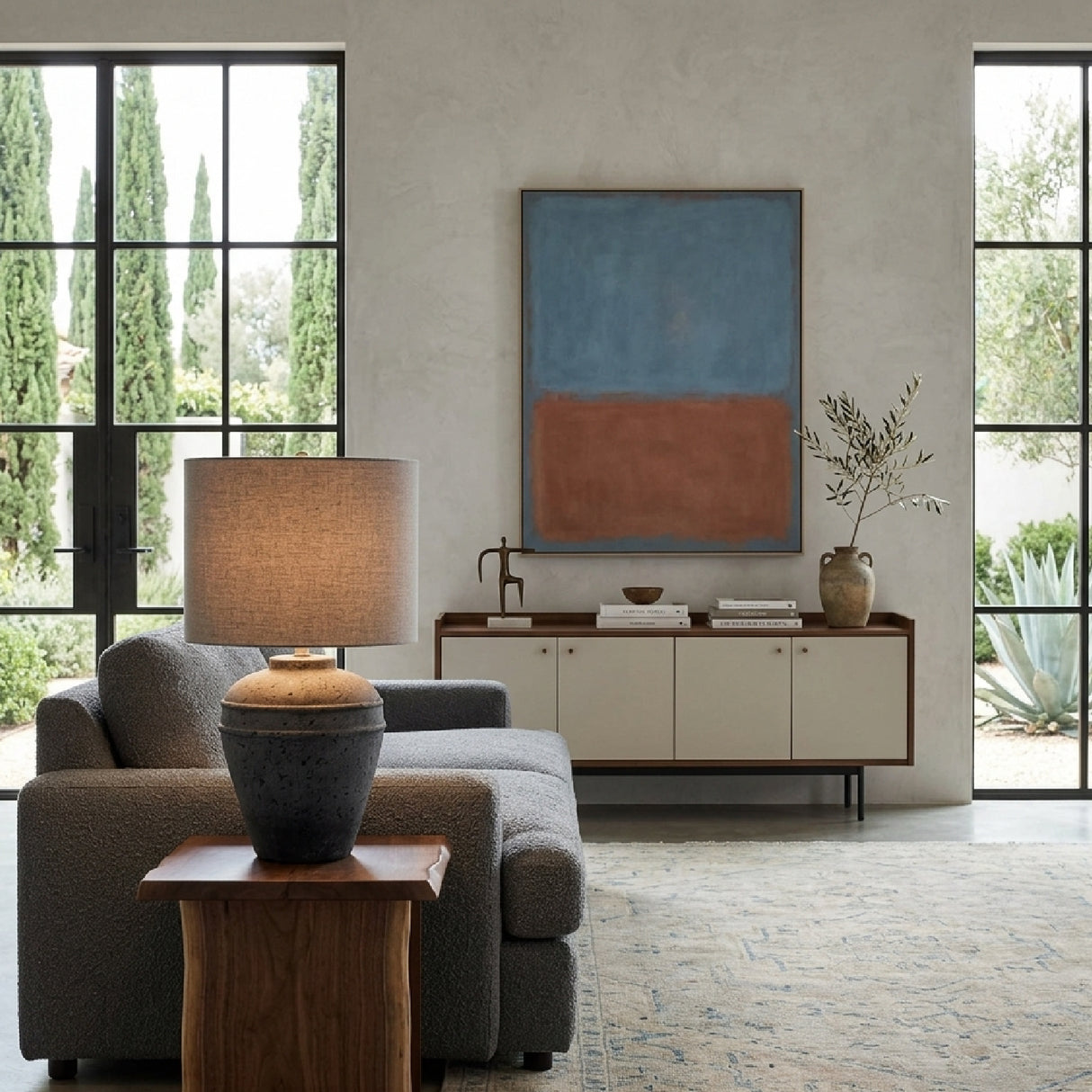 Modern European furniture - Gray Cement Accent Table Lamp - www.oroa.com | Oroa.com