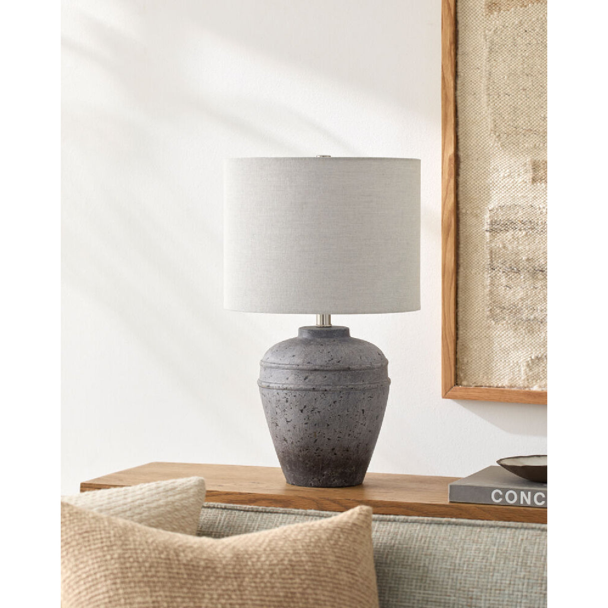 Modern European furniture - Gray Cement Accent Table Lamp - www.oroa.com | Oroa.com