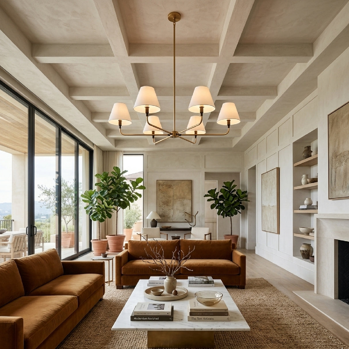 Modern European furniture - 6-Light White Linen Chandelier - www.oroa.com | Oroa.com