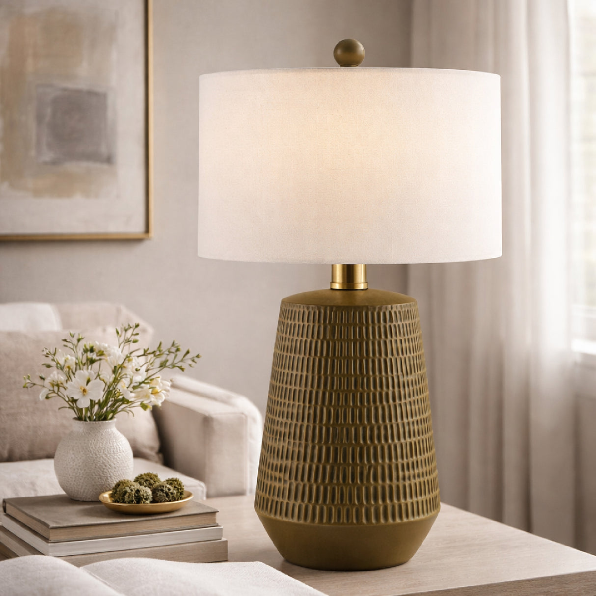 Modern European furniture - Organic-Carved Base Table Lamp - www.oroa.com | Oroa.com