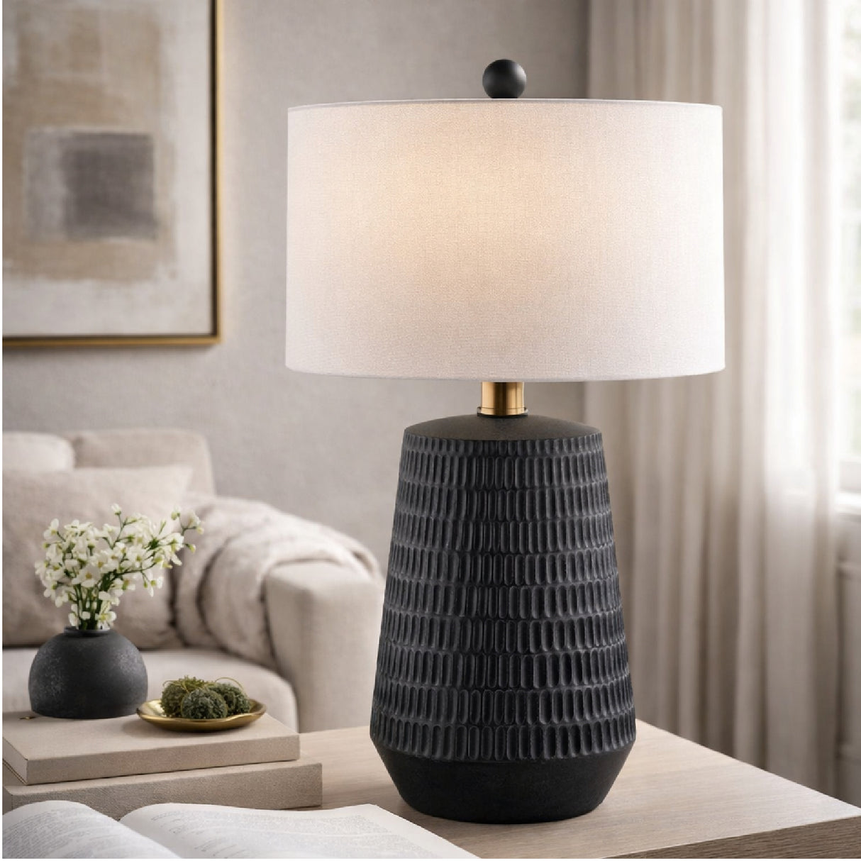 Modern European furniture - Organic-Carved Base Table Lamp - www.oroa.com | Oroa.com
