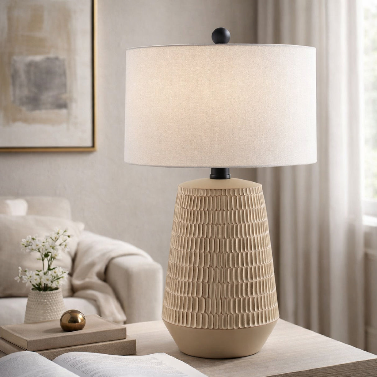 Modern European furniture - Organic-Carved Base Table Lamp - www.oroa.com | Oroa.com