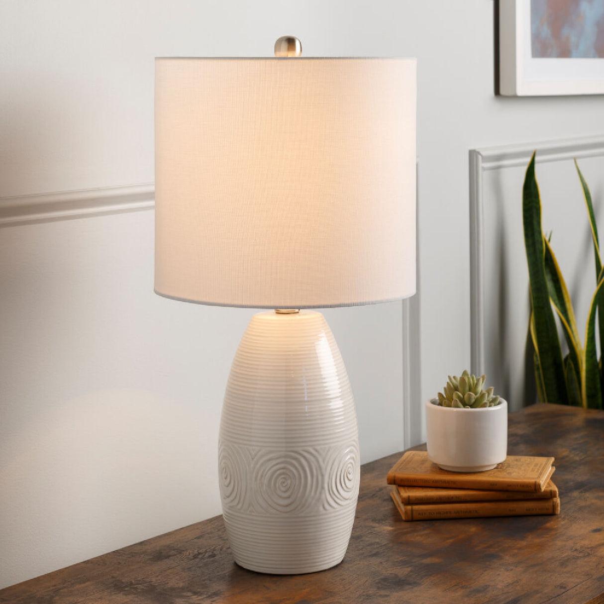 Modern European furniture - White Linen Ceramic Table Lamp - www.oroa.com | Oroa.com
