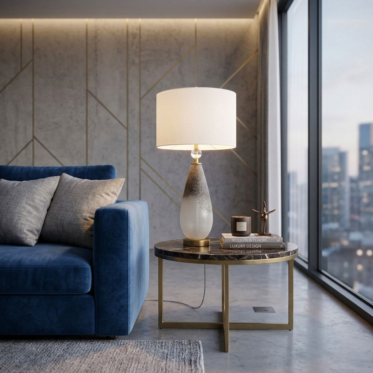 Modern European furniture - Frosted Black Glass Table Lamp - www.oroa.com | Oroa.com