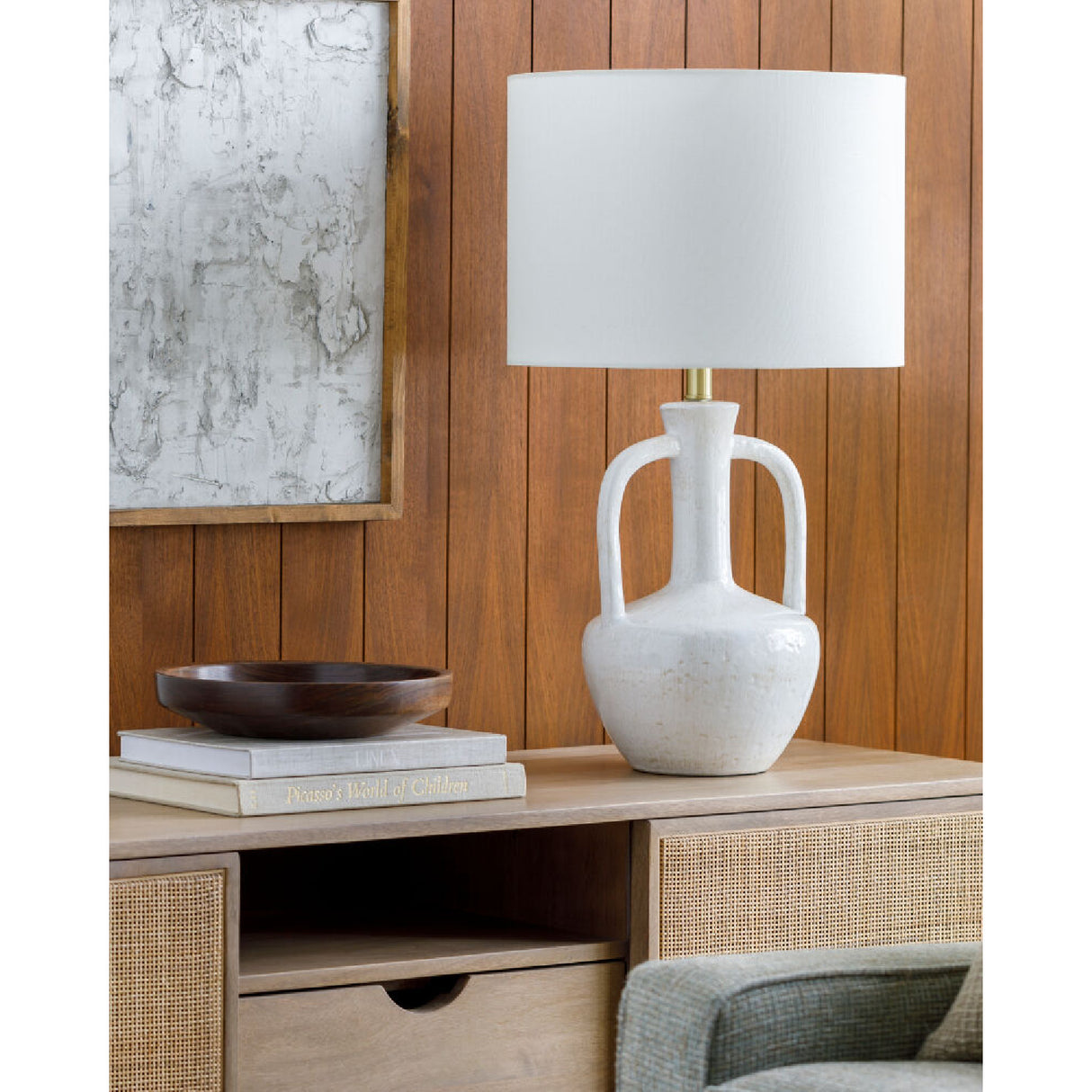 Modern European furniture - White Ceramic Amphora Table Lamp - www.oroa.com | Oroa.com