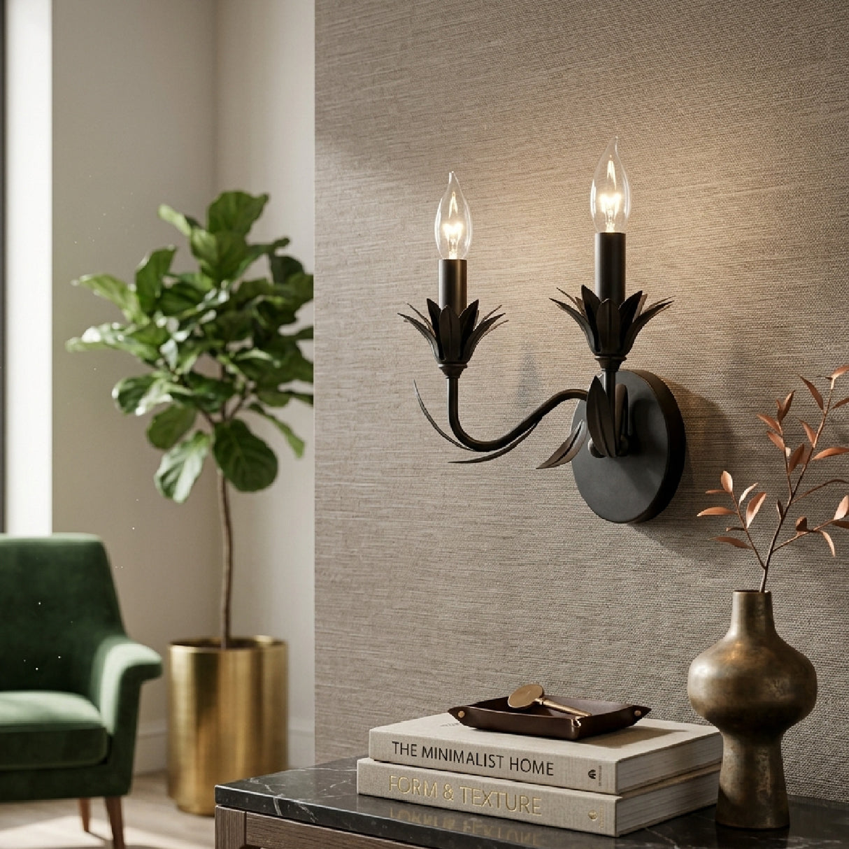 Modern European furniture - Black Floral Candelabra Wall Lamp - www.oroa.com | Oroa.com