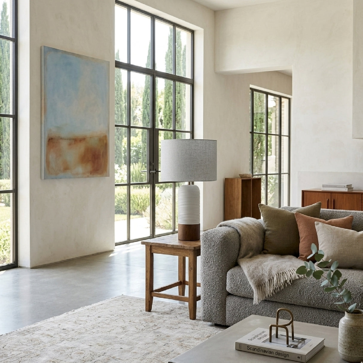 Modern European furniture - White Drum Linen Table Lamp - www.oroa.com | Oroa.com