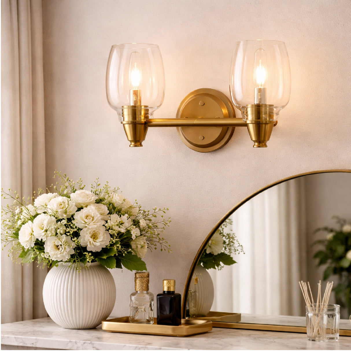 Modern European furniture - Gold Framed Glass Wall Lamp - www.oroa.com | Oroa.com