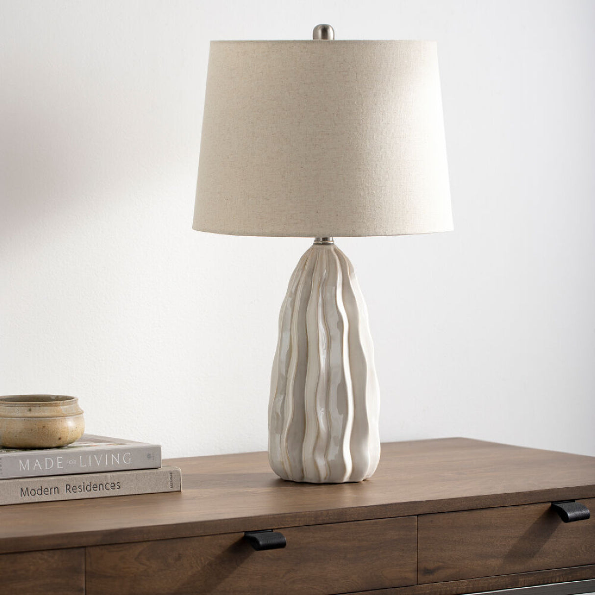 Modern European furniture - Wavy White Ceramic Table Lamp - www.oroa.com | Oroa.com