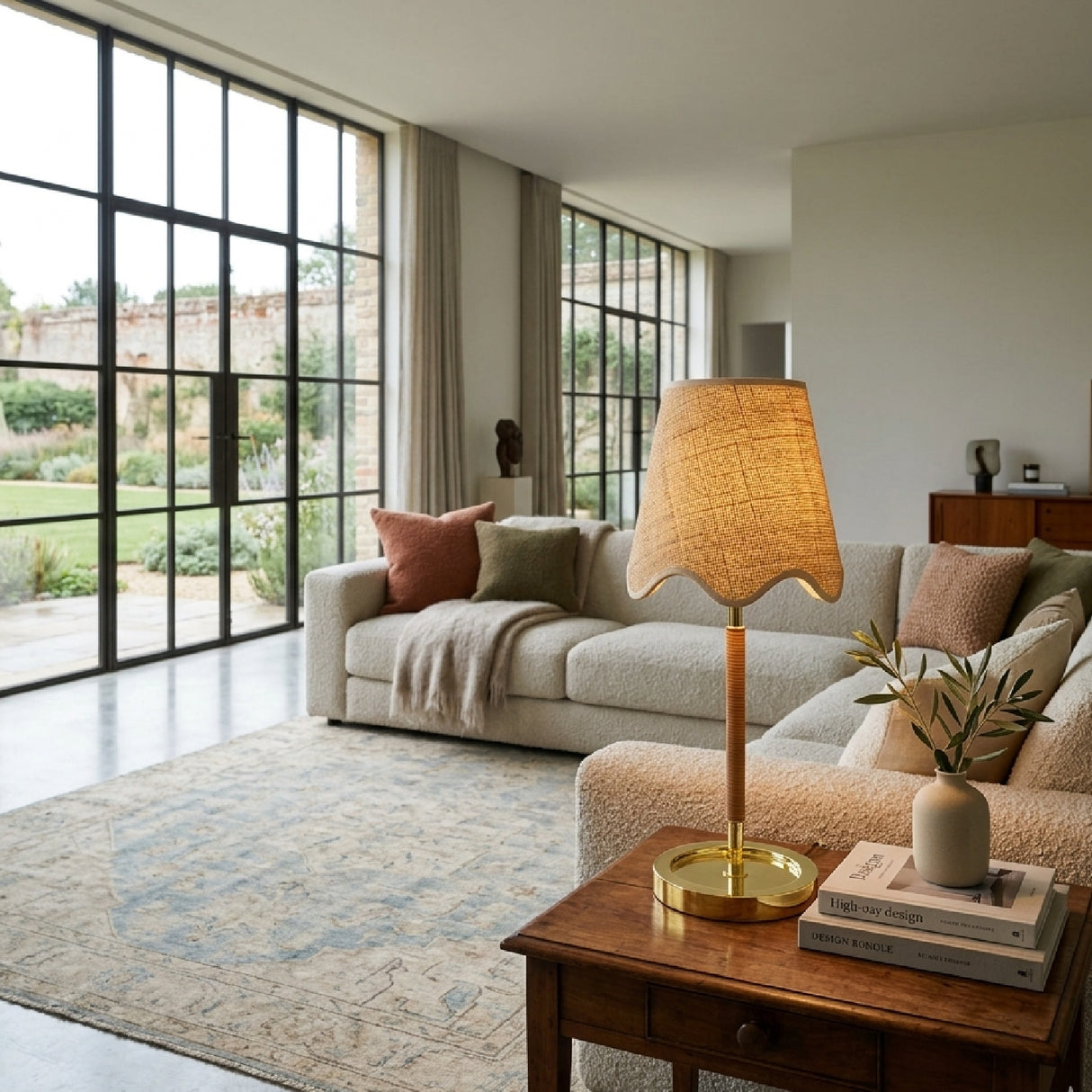 Modern European furniture - Scalloped Beige Jute Table Lamp - www.oroa.com | Oroa.com