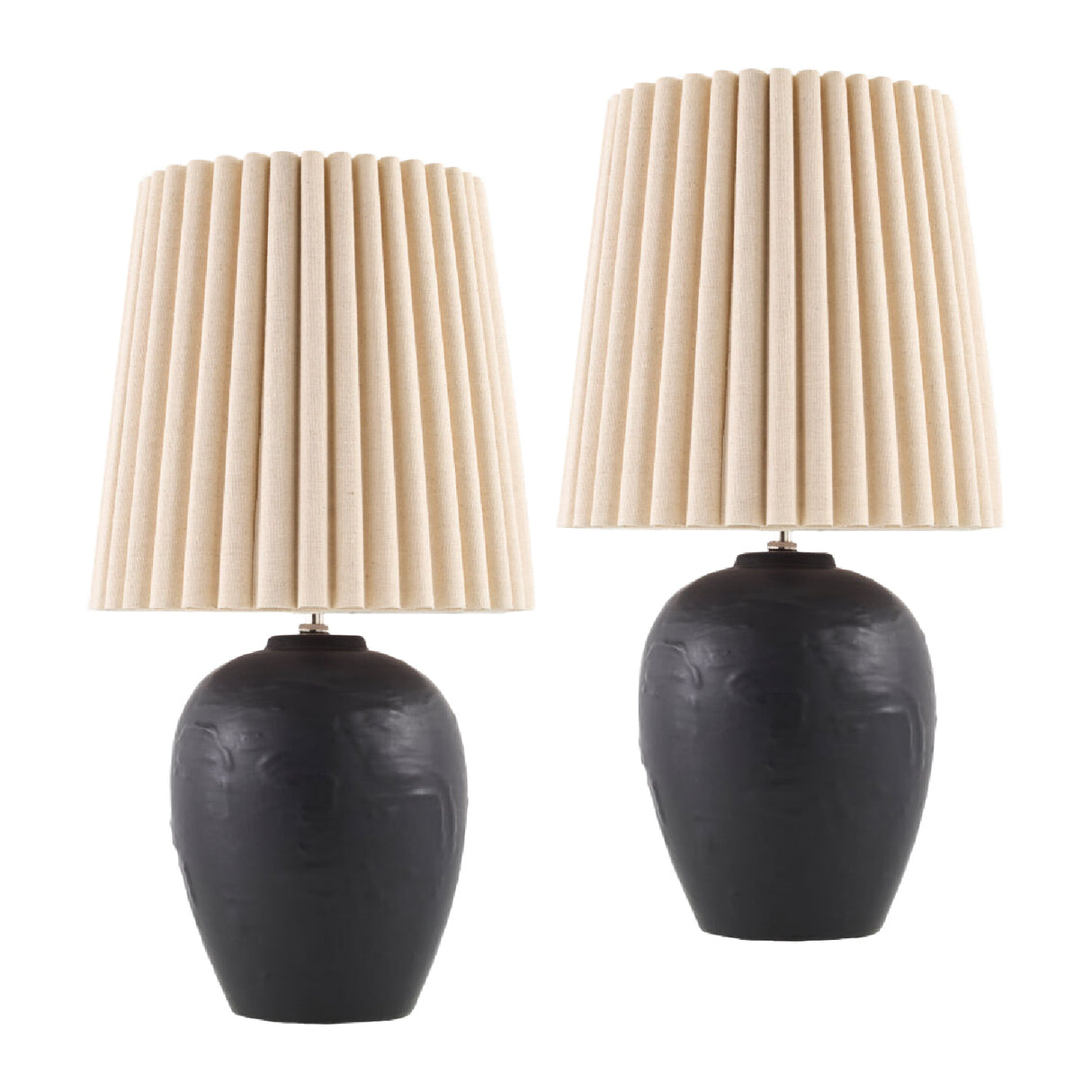 Modern European furniture - Pleated Linen Ceramic Table Lamps (2) - www.oroa.com | Oroa.com