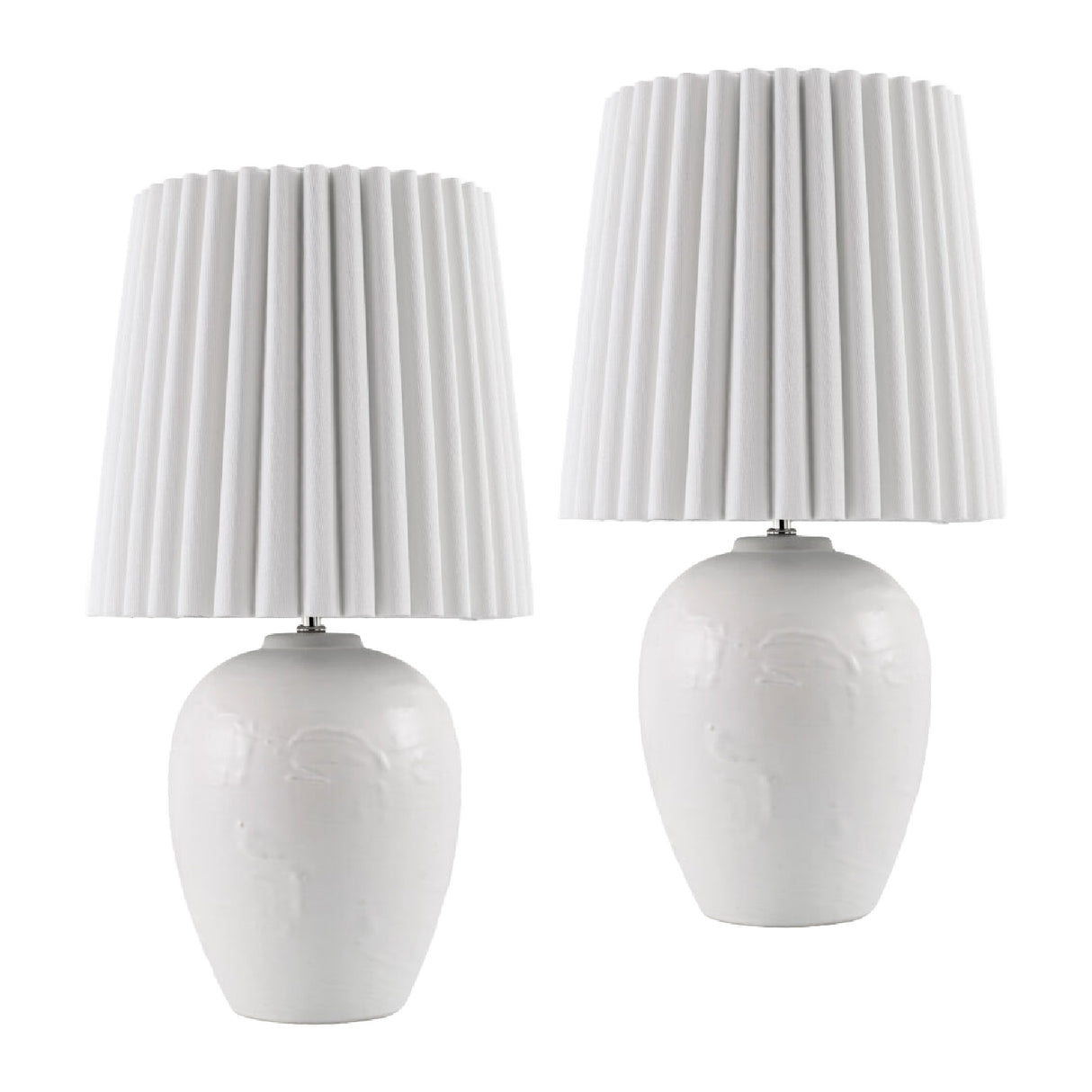 Modern European furniture - Pleated Linen Ceramic Table Lamps (2) - www.oroa.com | Oroa.com