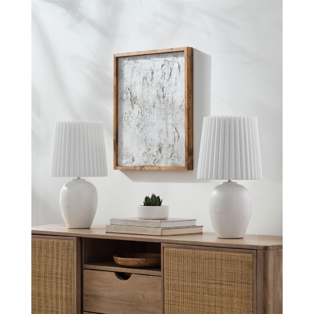 Modern European furniture - Pleated Linen Ceramic Table Lamps (2) - www.oroa.com | Oroa.com