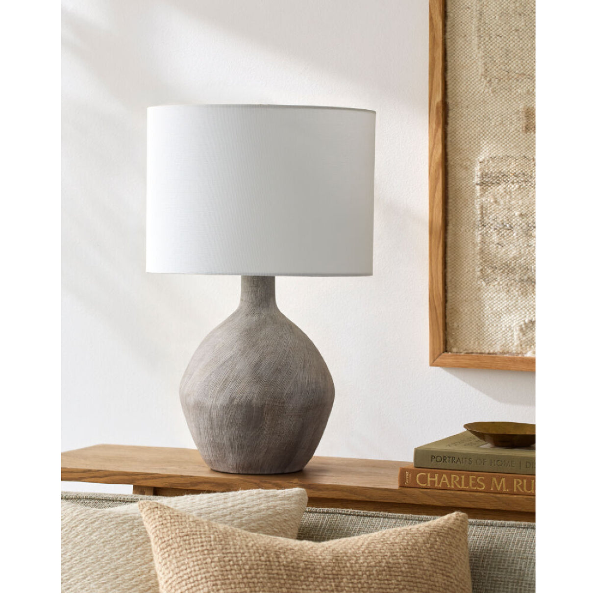 Modern European furniture - Linen Shade Ceramic Table Lamp - www.oroa.com | Oroa.com