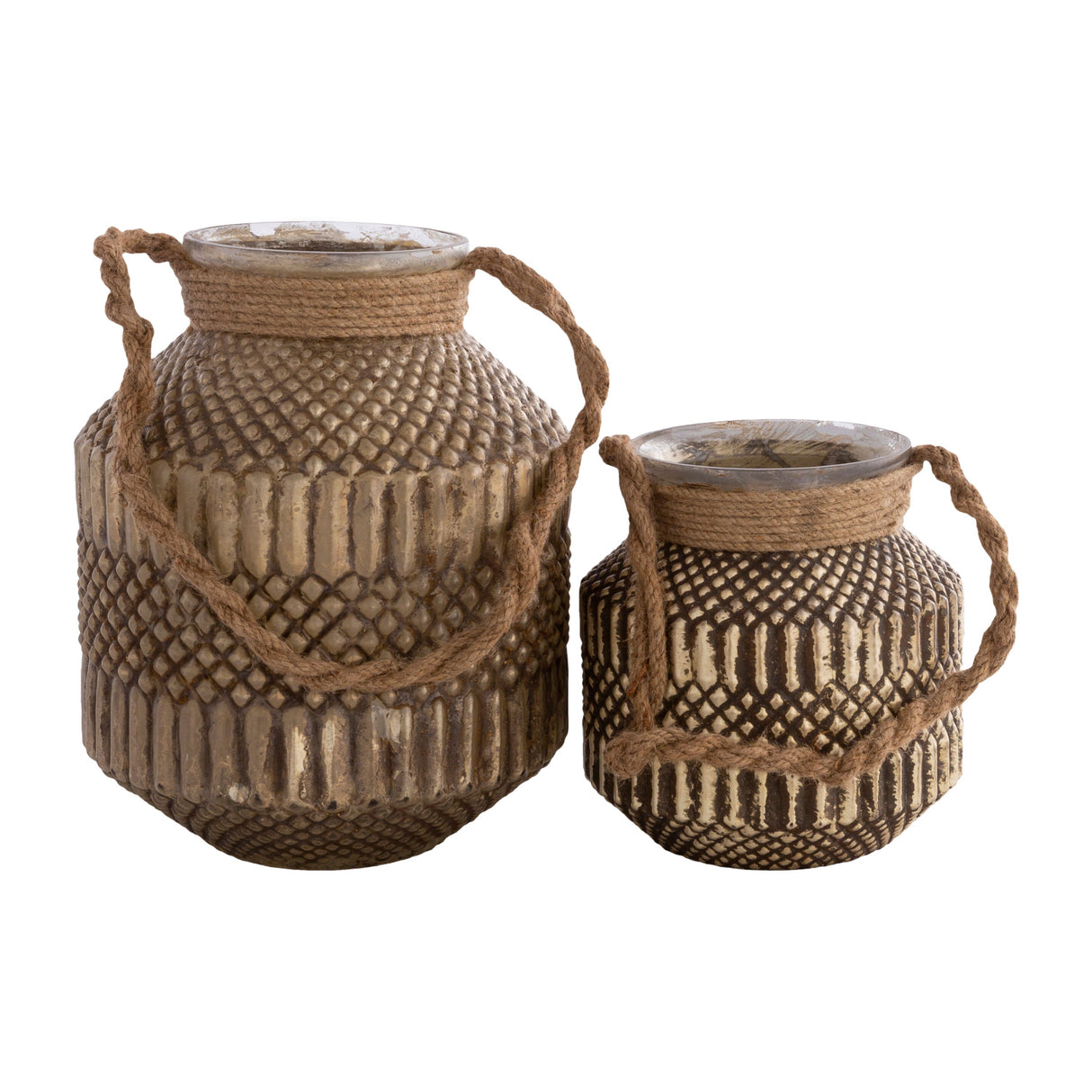 Modern European furniture - Antiqued Glass Lanterns (2) - www.oroa.com | Oroa.com
