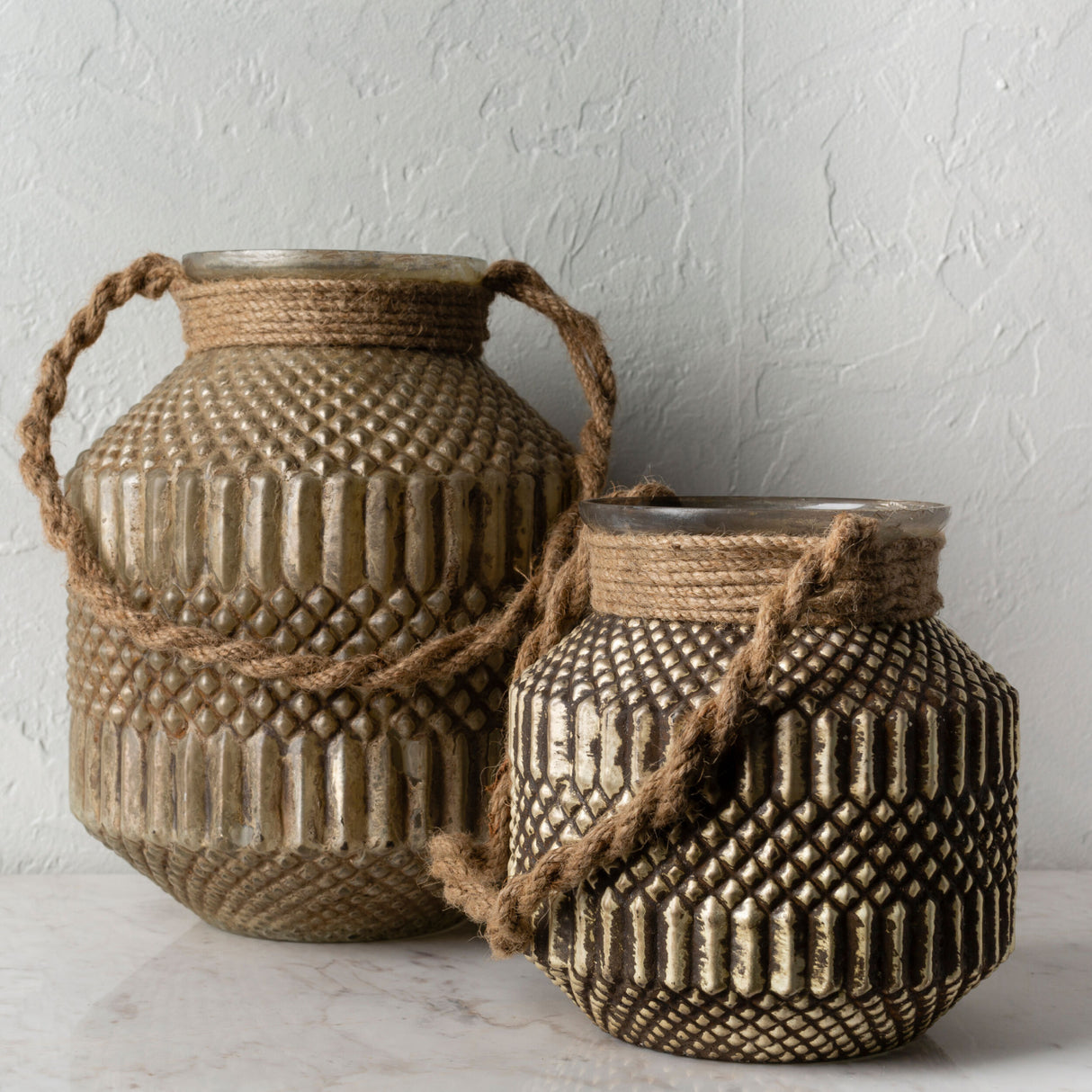 Modern European furniture - Antiqued Glass Lanterns (2) - www.oroa.com | Oroa.com