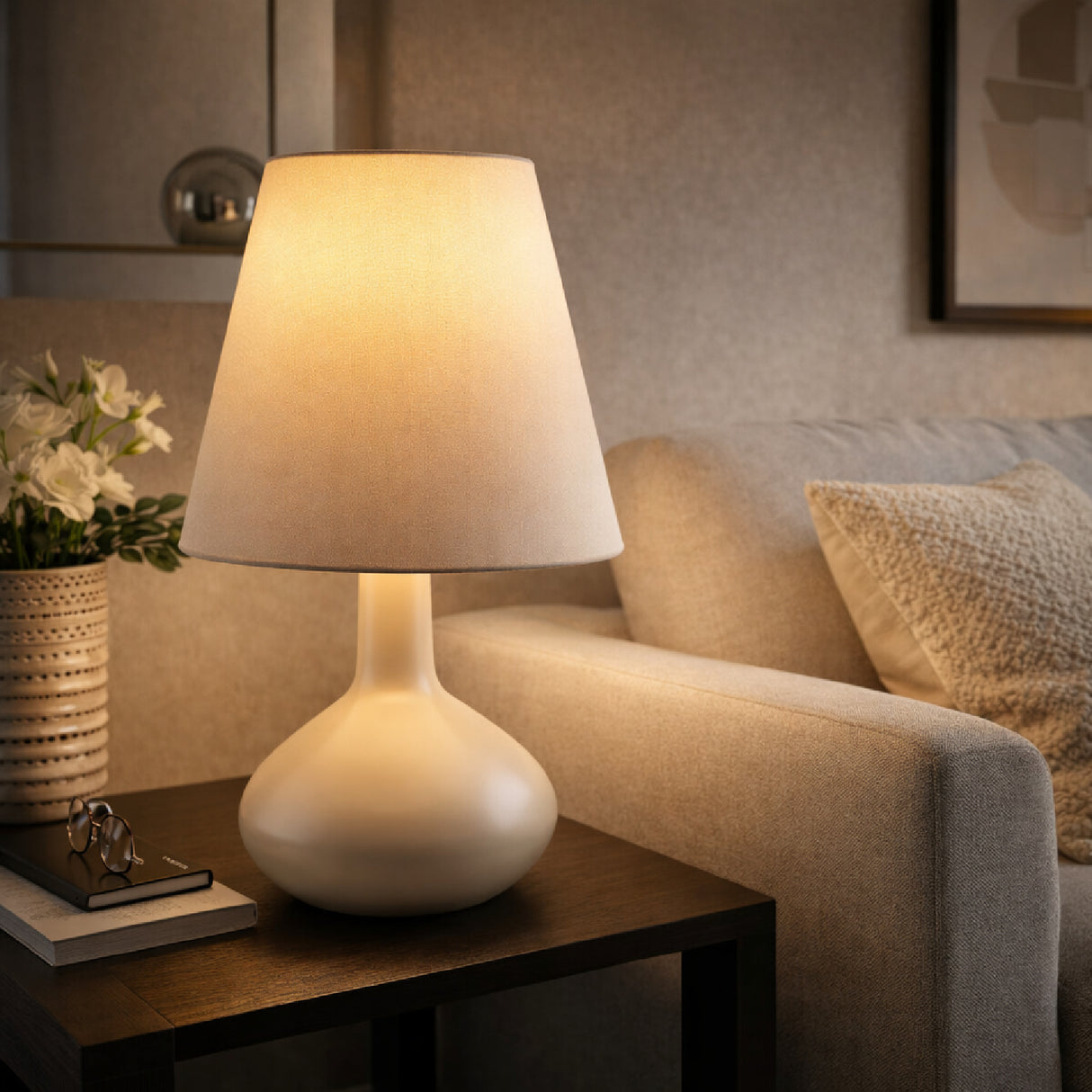 Modern European furniture - Tall Linen Shade Table Lamp - www.oroa.com | Oroa.com