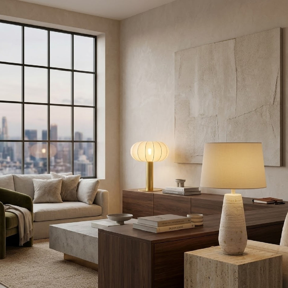 Modern European furniture - Ivory Linen Accent Table Lamp - www.oroa.com | Oroa.com