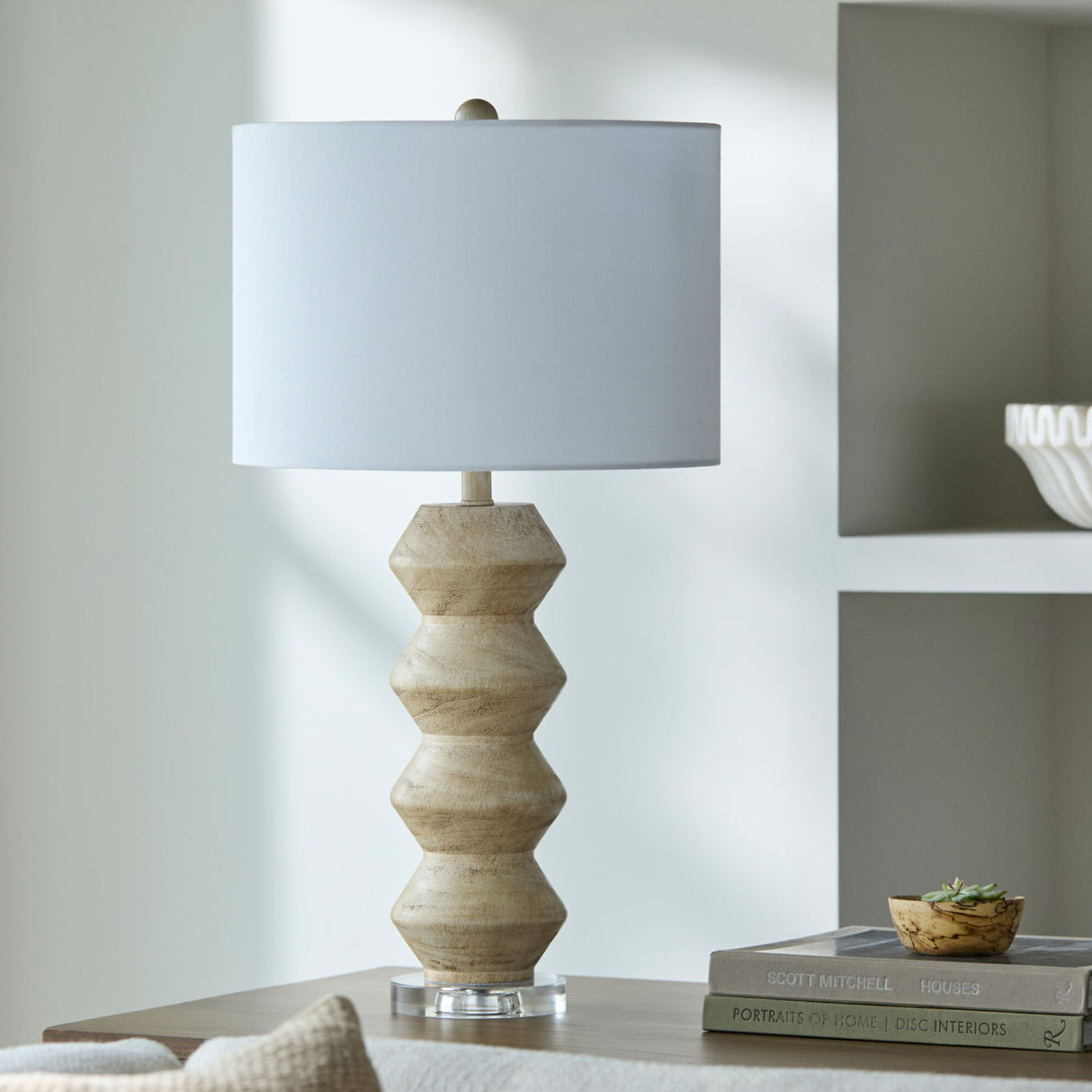 Modern European furniture - Geometrical Base Linen Table Lamp - www.oroa.com | Oroa.com