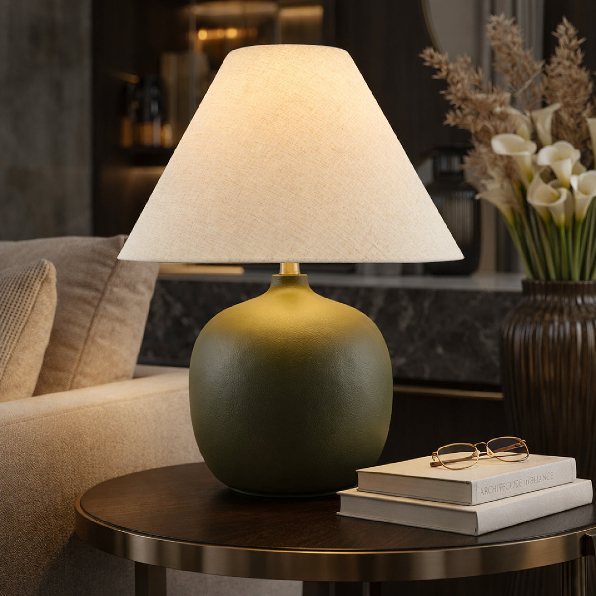 Modern European furniture - Empire Linen Shade Table Lamp - www.oroa.com | Oroa.com