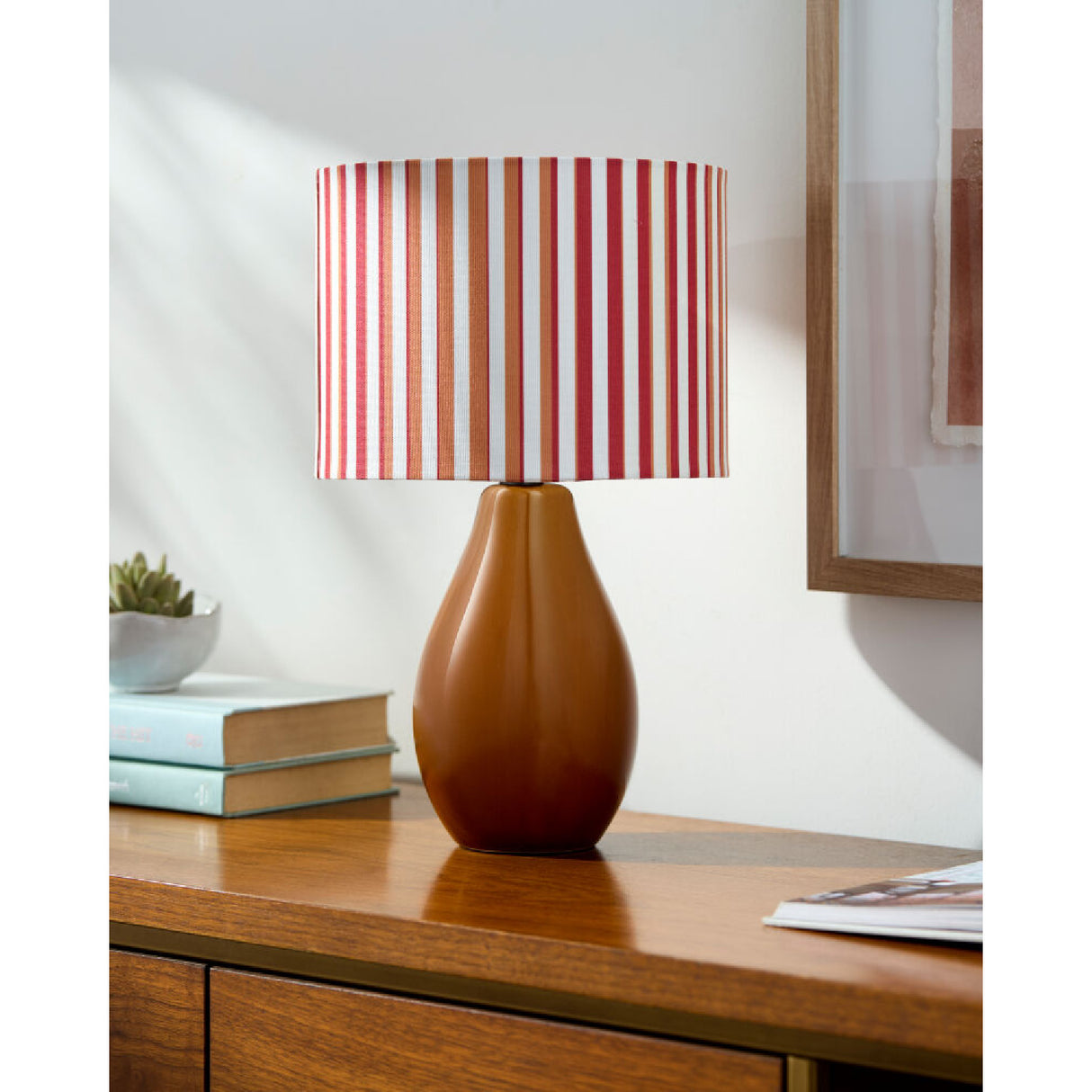 Modern European furniture - Striped Linen Ceramic Table Lamp - www.oroa.com | Oroa.com
